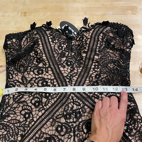 Bariano Lulus Allison Black Nude Lace Strapless evening gown maxi dress bustier - Picture 15 of 16